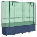 vidaXL Hochbeet mit Gewächshaus-Aufsatz, Pflanzbeet mit Eisenrohr-Rahmen, Gemüsebeet für Garten Terrasse Balkon, Pflanzkasten Frühbeet, Rattan-Optik - Thumbnail 9