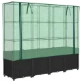 vidaXL Hochbeet mit Gewächshaus-Aufsatz, Pflanzbeet mit Eisenrohr-Rahmen, Gemüsebeet für Garten Terrasse Balkon, Pflanzkasten Frühbeet, Rattan-Optik - Thumbnail 10