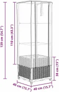 vidaXL Hochbeet mit Gewächshaus-Aufsatz, Pflanzbeet mit Eisenrohr-Rahmen, Gemüsebeet für Garten Terrasse Balkon, Pflanzkasten Frühbeet, Rattan-Optik - Thumbnail 5