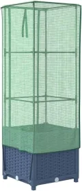vidaXL Hochbeet mit Gewächshaus-Aufsatz, Pflanzbeet mit Eisenrohr-Rahmen, Gemüsebeet für Garten Terrasse Balkon, Pflanzkasten Frühbeet, Rattan-Optik - Thumbnail 7