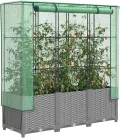 vidaXL Hochbeet, Pflanzkasten mit Gewächshaus-Aufsatz, Frühbeet für Balkon Garten Terrasse, Gemüsebeet Blumenbeet Pflanzbeet, Rattan-Optik - Thumbnail 4