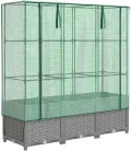 vidaXL Hochbeet, Pflanzkasten mit Gewächshaus-Aufsatz, Frühbeet für Balkon Garten Terrasse, Gemüsebeet Blumenbeet Pflanzbeet, Rattan-Optik - Thumbnail 2