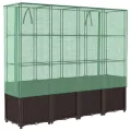 vidaXL Hochbeet mit Gewächshaus-Aufsatz, Pflanzbeet mit Eisenrohr-Rahmen, Gemüsebeet für Garten Terrasse Balkon, Pflanzkasten Frühbeet, Rattan-Optik - Thumbnail 8