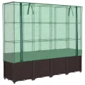 vidaXL Hochbeet mit Gewächshaus-Aufsatz, Pflanzbeet mit Eisenrohr-Rahmen, Gemüsebeet für Garten Terrasse Balkon, Pflanzkasten Frühbeet, Rattan-Optik - Thumbnail 1