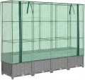 vidaXL Hochbeet, Pflanzkasten mit Gewächshaus-Aufsatz, Frühbeet für Balkon Garten Terrasse, Gemüsebeet Blumenbeet Pflanzbeet, Rattan-Optik - Thumbnail 2