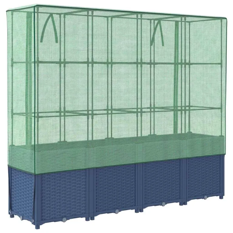 vidaXL Hochbeet mit Gewächshausabdeckung Rattanoptik 160x40x153 cm – Bild 6