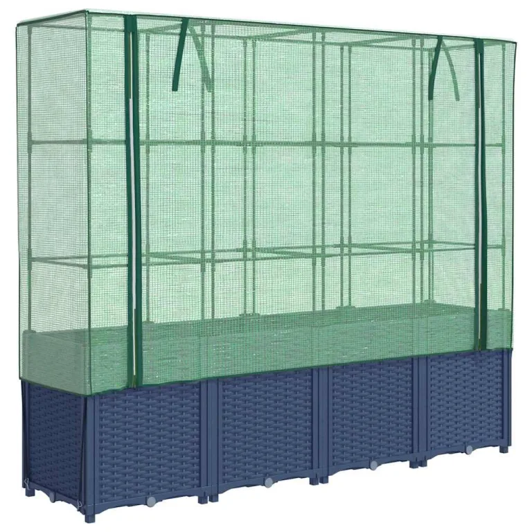vidaXL Hochbeet mit Gewächshausabdeckung Rattanoptik 160x40x153 cm – Bild 1