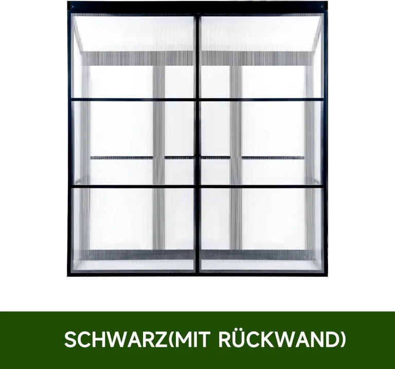 Anlehngewächshaus Tomaten Gewächshaus 180x55x190cm Aluminium Beistell-Gewächshaus, Treibhaus Gartenhaus Frühbeet mit Rückwand, Winterfest Klein, Minigewächshaus, Schwarz – Bild 5