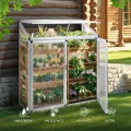 Anlehngewächshaus Tomatenhaus Gewächshaus 130x52x140cm Aluminium Beistell-Gewächshaus, Treibhaus Gartenhaus Frühbeet Ohne Rückwand, Gewächshaus Winterfest Klein, Minigewächshaus, Silber - Thumbnail 4