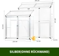 Anlehngewächshaus Tomatenhaus Gewächshaus 130x52x140cm Aluminium Beistell-Gewächshaus, Treibhaus Gartenhaus Frühbeet Ohne Rückwand, Gewächshaus Winterfest Klein, Minigewächshaus, Silber - Thumbnail 6