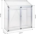 Anlehngewächshaus Tomatenhaus Gewächshaus 130x52x140cm Aluminium Beistell-Gewächshaus, Treibhaus Gartenhaus Frühbeet Ohne Rückwand, Gewächshaus Winterfest Klein, Minigewächshaus, Silber - Thumbnail 7
