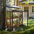 Anlehngewächshaus Tomaten Gewächshaus 130x55x140cm Aluminium Beistell-Gewächshaus, Treibhaus Gartenhaus Frühbeet mit Rückwand, Winterfest Klein, Minigewächshaus, Schwarz - Thumbnail 4