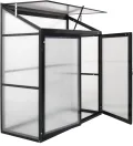 Anlehngewächshaus Tomaten Gewächshaus 130x55x140cm Aluminium Beistell-Gewächshaus, Treibhaus Gartenhaus Frühbeet mit Rückwand, Winterfest Klein, Minigewächshaus, Schwarz - Thumbnail 8