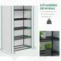 Outsunny Garten-Gewächshaus aus PE mit Regalen mit 5 Ebenen, Balkongewächshaus, verstärkte Plane 135 g/m², Gestell aus Stahl, Tür mit Reißverschluss, aufrollbar, für Gemüse, Pflanzen, Blumen, 90 x 49 - Thumbnail 4