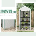 Outsunny Garten-Gewächshaus aus PE mit Regalen mit 5 Ebenen, Balkongewächshaus, verstärkte Plane 135 g/m², Gestell aus Stahl, Tür mit Reißverschluss, aufrollbar, für Gemüse, Pflanzen, Blumen, 90 x 49 - Thumbnail 8
