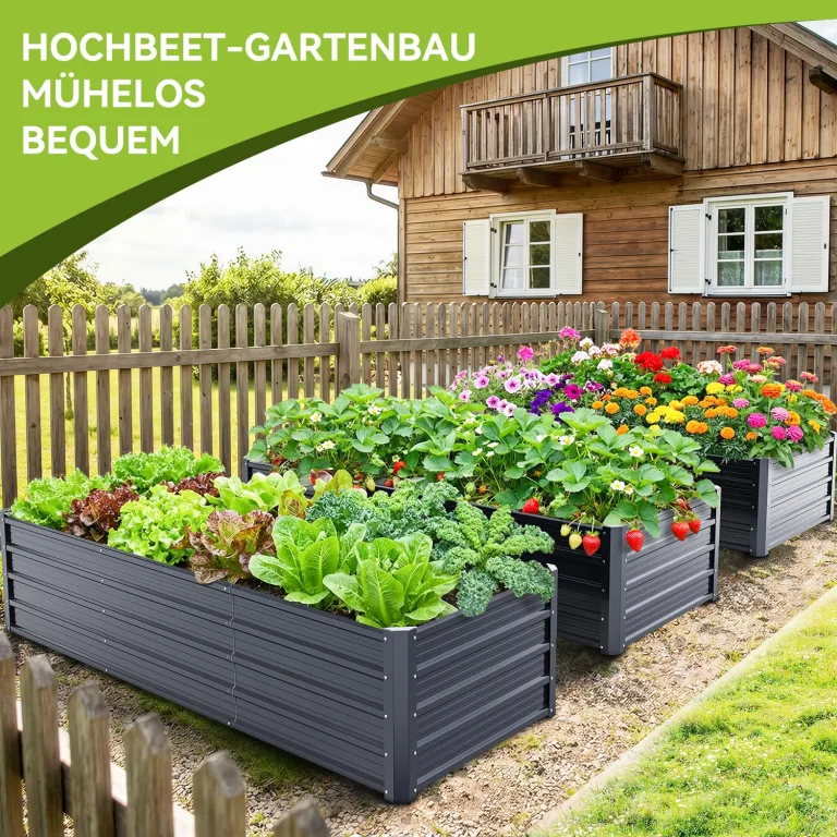 Ohuhu Hochbeet Metall Pflanzenbeet 240x90x45 cm, Hochbeete für Garten aus robustem Stahlblech mit stabilem Design, Rostschutz und Langer Haltbarkeit – Ideal für Gemüse, Kräuter & Blumen Anthrazit – Bild 7