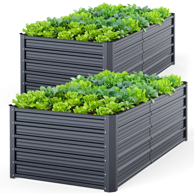 Ohuhu Hochbeet Metall Pflanzenbeet 240x90x45 cm, Hochbeete für Garten aus robustem Stahlblech mit stabilem Design, Rostschutz und Langer Haltbarkeit – Ideal für Gemüse, Kräuter & Blumen Anthrazit – Bild 9