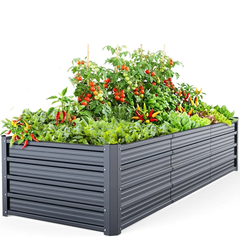 Ohuhu Hochbeet Metall Pflanzenbeet 240x90x45 cm, Hochbeete für Garten aus robustem Stahlblech mit stabilem Design, Rostschutz und Langer Haltbarkeit – Ideal für Gemüse, Kräuter & Blumen Anthrazit – Bild 1