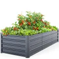 Ohuhu Hochbeet Metall Pflanzenbeet 240x90x45 cm, Hochbeete für Garten aus robustem Stahlblech mit stabilem Design, Rostschutz und Langer Haltbarkeit – Ideal für Gemüse, Kräuter & Blumen Anthrazit - Thumbnail 1