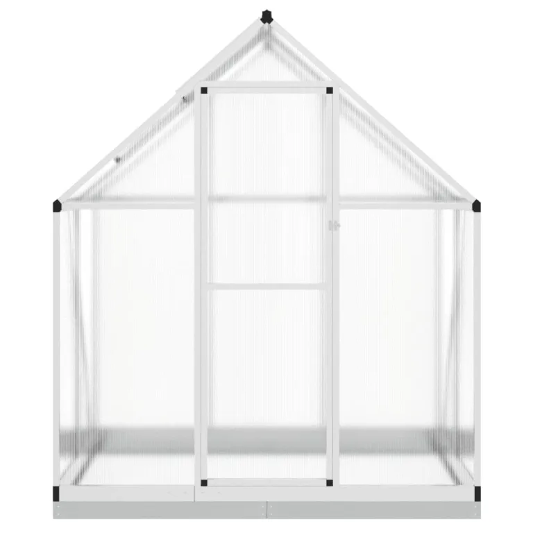 IKAYAA Gewächshaus Aluminium mit Fundament Gartenhaus Winterfest Gewächshaus Glas Glashaus Garten Tomatenhaus Frühbeet und Pflanzenhaus 169 x 114 x 202 cm Silbern und transparent – Bild 3