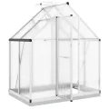 IKAYAA Gewächshaus Aluminium mit Fundament Gartenhaus Winterfest Gewächshaus Glas Glashaus Garten Tomatenhaus Frühbeet und Pflanzenhaus 169 x 114 x 202 cm Silbern und transparent - Thumbnail 2