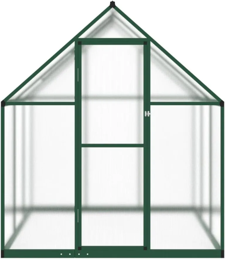 IKAYAA Gewächshaus Aluminium mit Fundament Gartenhaus Winterfest Gewächshaus Glas Glashaus Garten Tomatenhaus Frühbeet und Pflanzenhaus 169 x 169 x 195 cm Grün und transparent – Bild 4