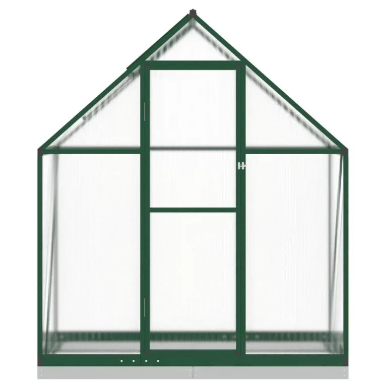 IKAYAA Gewächshaus Aluminium mit Fundament Gartenhaus Winterfest Gewächshaus Glas Glashaus Garten Tomatenhaus Frühbeet und Pflanzenhaus 169 x 58 x 202 cm Grün und transparent – Bild 4