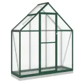 IKAYAA Gewächshaus Aluminium mit Fundament Gartenhaus Winterfest Gewächshaus Glas Glashaus Garten Tomatenhaus Frühbeet und Pflanzenhaus 169 x 58 x 202 cm Grün und transparent - Thumbnail 2