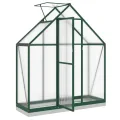 IKAYAA Gewächshaus Aluminium mit Fundament Gartenhaus Winterfest Gewächshaus Glas Glashaus Garten Tomatenhaus Frühbeet und Pflanzenhaus 169 x 58 x 202 cm Grün und transparent - Thumbnail 3