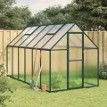 IKAYAA Gewächshaus Aluminium mit Fundament Gartenhaus Winterfest Gewächshaus Glas Glashaus Garten Tomatenhaus Frühbeet und Pflanzenhaus 224 x 169 x 195 cm Anthrazit und transparent - Thumbnail 8