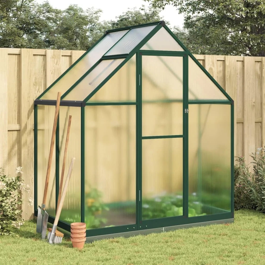 IKAYAA Gewächshaus Aluminium mit Fundament Gartenhaus Winterfest Gewächshaus Glas Glashaus Garten Tomatenhaus Frühbeet und Pflanzenhaus 169 x 114 x 202 cm Grün und transparent - Bild 1