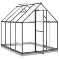 IKAYAA Gewächshaus Aluminium mit Fundament Gartenhaus Winterfest Gewächshaus Glas Glashaus Garten Tomatenhaus Frühbeet und Pflanzenhaus 224 x 169 x 202 cm Anthrazit und transparent - Thumbnail 2