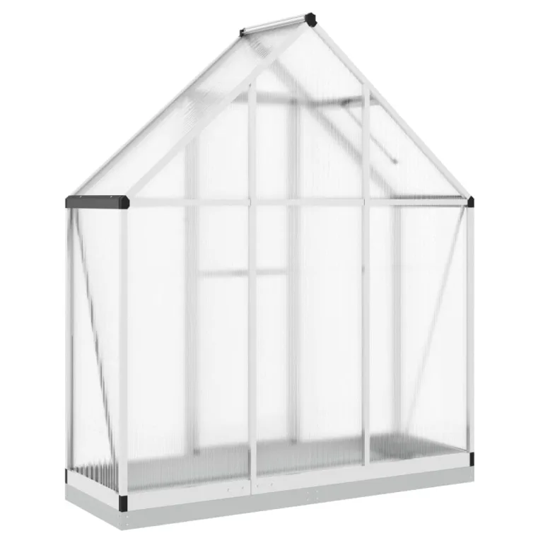 IKAYAA Gewächshaus Aluminium mit Fundament Gartenhaus Winterfest Gewächshaus Glas Glashaus Garten Tomatenhaus Frühbeet und Pflanzenhaus 169 x 58 x 202 cm Silbern und transparent – Bild 2