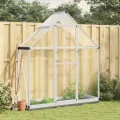 IKAYAA Gewächshaus Aluminium mit Fundament Gartenhaus Winterfest Gewächshaus Glas Glashaus Garten Tomatenhaus Frühbeet und Pflanzenhaus 169 x 58 x 202 cm Silbern und transparent - Thumbnail 1