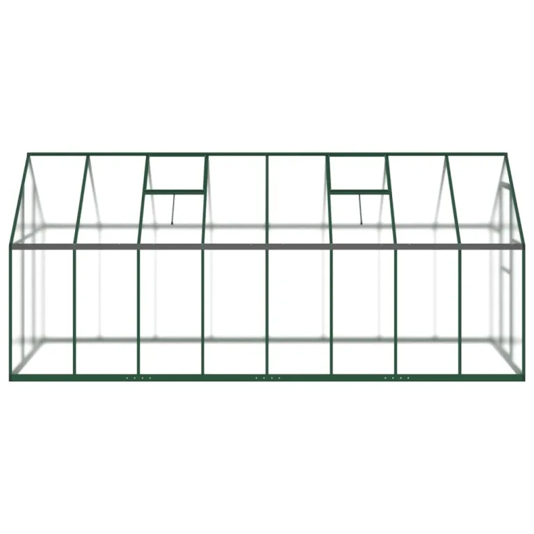 IKAYAA Gewächshaus Aluminium mit Fundament Gartenhaus Winterfest Gewächshaus Glas Glashaus Garten Tomatenhaus Frühbeet und Pflanzenhaus 445 x 169 x 195 cm Grün und transparent – Bild 4
