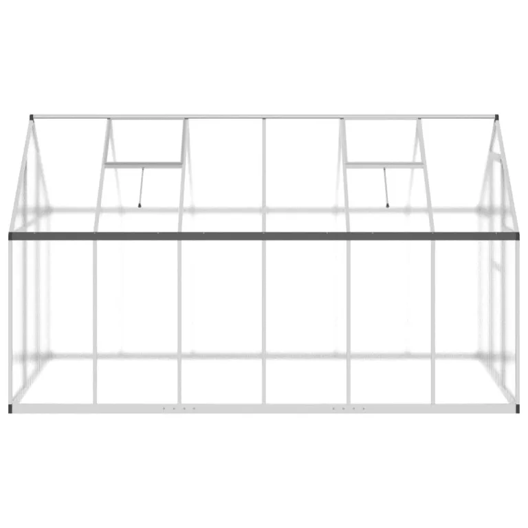 IKAYAA Gewächshaus Aluminium mit Fundament Gartenhaus Winterfest Gewächshaus Glas Glashaus Garten Tomatenhaus Frühbeet und Pflanzenhaus 334 x 169 x 195 cm Silbern und transparent – Bild 4