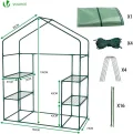 VOUNOT® Gewächshaus Foliengewächshaus, begehbares Gartenhäuschen mit 4 Regalebenen, Tomatenhaus Tomatengewächshaus, Grün 143x73x195cm - Thumbnail 7