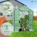 VOUNOT® Gewächshaus Foliengewächshaus, begehbares Gartenhäuschen mit 4 Regalebenen, Tomatenhaus Tomatengewächshaus, Grün 143x73x195cm - Thumbnail 3