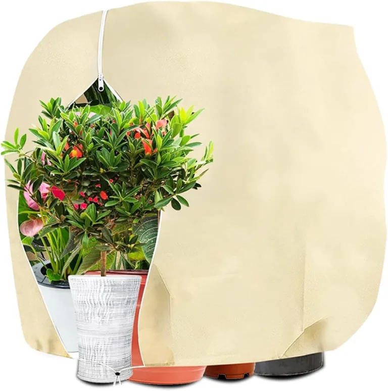 1 Stück Winterschutz für Pflanzen Frostschutz Schutzhülle Winterschutz Kübelpflanzensack mit Zugband, Wiederverwendbar Winter Pflanzenschutzsack Atmungsaktiv Reißfest 160x240CM (Beige) – Bild 1