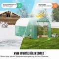 VEVOR Foliengewächshaus, 345 x 195 x 192 cm, Tomatengewächshaus, Treibhaus mit verzinktem Stahlrahmen, grüner PE-Abdeckung, aufrollbarer Reißverschlusstür und 6 Fenstern für den Außenbereich - Thumbnail 4