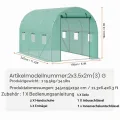 VEVOR Foliengewächshaus, 345 x 195 x 192 cm, Tomatengewächshaus, Treibhaus mit verzinktem Stahlrahmen, grüner PE-Abdeckung, aufrollbarer Reißverschlusstür und 6 Fenstern für den Außenbereich - Thumbnail 7