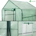 VOUNOT® Gewächshaus Foliengewächshaus, begehbares Gartenhäuschen mit 8 Regalebenen, Tomatenhaus Tomatengewächshaus, Grün 143x143x195cm - Thumbnail 6