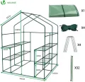 VOUNOT® Gewächshaus Foliengewächshaus, begehbares Gartenhäuschen mit 8 Regalebenen, Tomatenhaus Tomatengewächshaus, Grün 143x143x195cm - Thumbnail 7