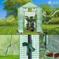 VOUNOT® Gewächshaus Foliengewächshaus, begehbares Gartenhäuschen mit 8 Regalebenen, Tomatenhaus Tomatengewächshaus, Grün 143x143x195cm - Thumbnail 8