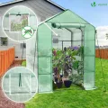 VOUNOT® Gewächshaus Foliengewächshaus, begehbares Gartenhäuschen mit 8 Regalebenen, Tomatenhaus Tomatengewächshaus, Grün 143x143x195cm - Thumbnail 3