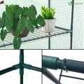 VOUNOT® Gewächshaus Foliengewächshaus, begehbares Gartenhäuschen mit 8 Regalebenen, Tomatenhaus Tomatengewächshaus, Grün 143x143x195cm - Thumbnail 4