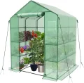 VOUNOT® Gewächshaus Foliengewächshaus, begehbares Gartenhäuschen mit 8 Regalebenen, Tomatenhaus Tomatengewächshaus, Grün 143x143x195cm - Thumbnail 1