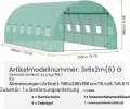 VEVOR Foliengewächshaus, 590 x 295 x 198 cm, Tomatengewächshaus, Treibhaus mit verzinktem Stahlrahmen, grüner PE-Abdeckung, aufrollbarer Reißverschlusstür und 12 Fenstern für den Außenbereich - Thumbnail 7