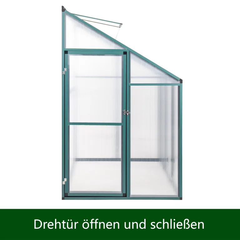 Aluminium Gewächshaus Beistell Tomatengewächshaus klein Dreitürig Treibhaus Ohne Rückwand 182x122X195 cm grün – Bild 3