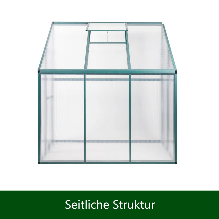 Aluminium Gewächshaus Beistell Tomatengewächshaus klein Dreitürig Treibhaus Ohne Rückwand 182x122X195 cm grün – Bild 4